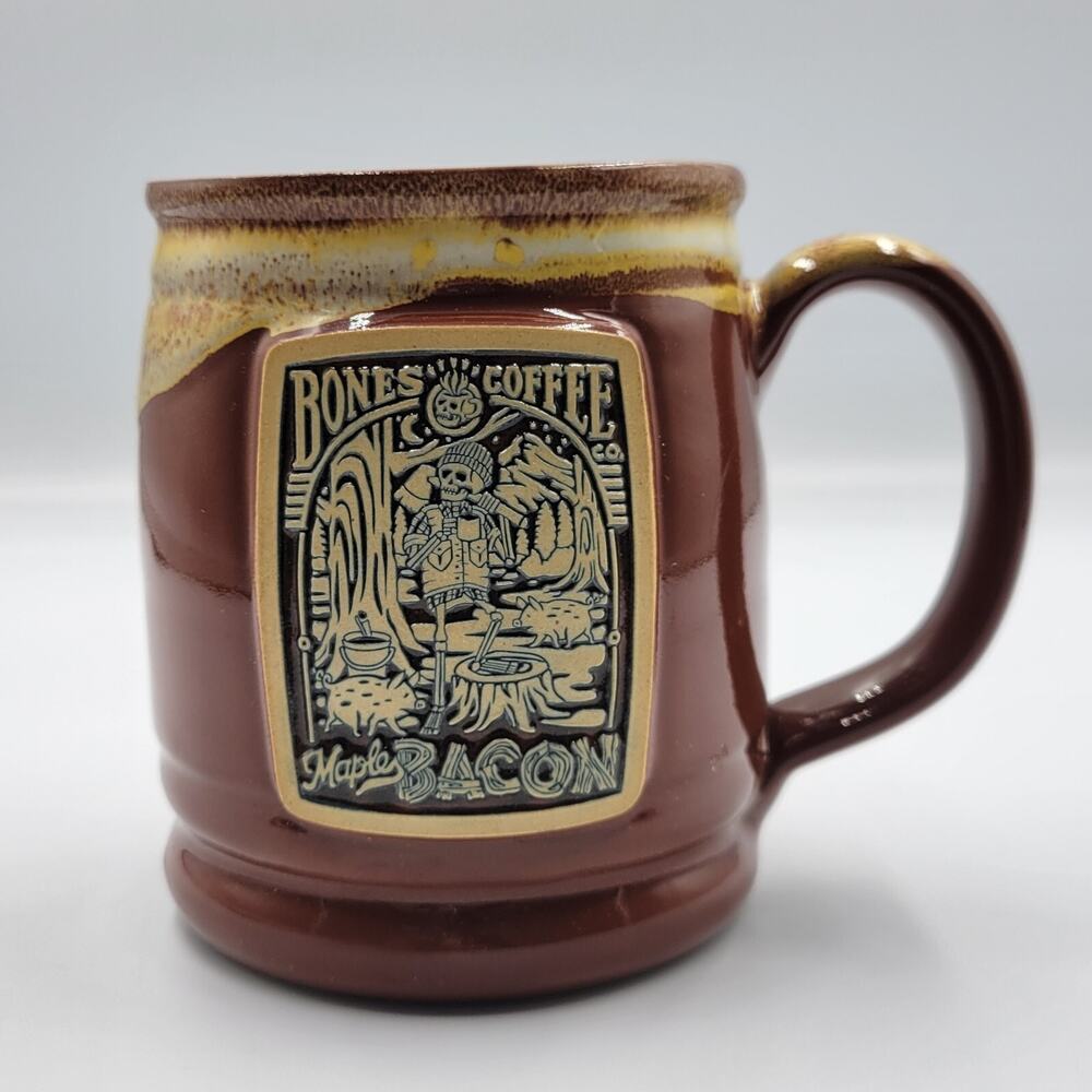 NEW 2020 RARE Bones Coffee Company MAPLE BACON Mug Deneen Pottery Hand Thrown
